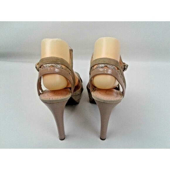 Jessica Simpson Womens Gold Glitter Platform 5.5" T-Strap Heels/Sandals Sz 9.5 - Picture 5 of 11